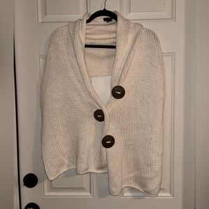 Pure HANDKNIT Womens 3 Button Scarf Cotton Gray 57" X 15"